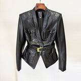 Fongt Early Autumn New Star Fashion Belt Repair Leather Jacket Jacket