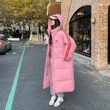 Medium Long Down Cotton-Padded Clothes Women Winter New Knee Students Loose Large Size Plus Thick Cotton-Padded Jacket Coat Bread Clothes-Outfit