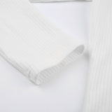 Lace Trim White Ribbed Knit Top-Outfit