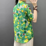 Stylish Polka Dot Printed Blouse Female Clothing Single-breasted Summer Short Sleeve Casual Turn-down Collar Shirt-Outfit