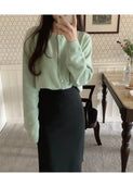 Knitted Heart Buttoned Cardigan-Outfit