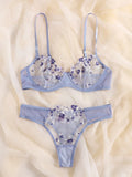 Floral Embroidery Transparent Lace 2 Piece Set-Outfit