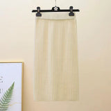 Winter Women Sweater Skirt New 2021 Knitted Midi Skirts Korean Elastic High Waist Elegant Autumn Split Fork Black