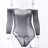 Fishing Net Mesh Full Sleeve Backless Slim Club Party