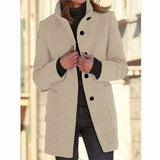 Fongt Autumn And Winter Women's New Ebay Retro Solid Color Button Collar Hair