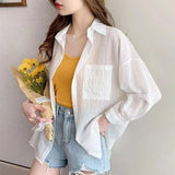 Fongt Striped Sunscreen Women's Spring And Summer 2025 New Thin Thin Chiffon Shirt Mid-Long Open Shirt