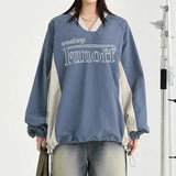 Color Casual V-Collar Loose Coat 2024 Spring / Summer Style Rope Design Basic Comfortable T-Shirt Sweater-Outfit