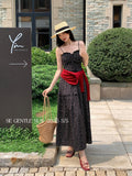 Fongt Special Price Does Not Return] Xixi Summer New Temperament Printing Pure Desire High-Waisted Sling Dress 88163