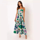 Fongt Summer New Solid Color Lace Stitching With Elegant Strapless Oversized Hem Dress-88106-Outfit