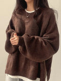 Oversized Split Hem Pullover Sweater-Outfit