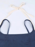 Contrast Color Tie Up Cami Top-Outfit