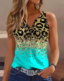 Fongt Summer 2024 New Women's Print T-Shirt Casual Sleeveless Sling Vest