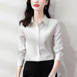 Fongt Senior Sense Stripe Shirt Female Light Ripe Wind Design Sense Minority Professional Temperament High-End Long Sleeve Shirt-Outfit