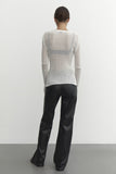Striped See-Through Long Sleeve Top-Outfit