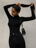 High Collar Bottom Shirt 2024 Autumn And Winter New Temperament Elegant Slim Warm Long Sleeve Inside The Sweater-Outfit