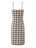 Fongt Luxury Retro Sweet Style Dress Women 2025 Summer New Lattice Print Design Short Sling