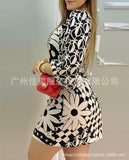 New E-Commerce Wish Printed Square-Necked Dress-Outfit