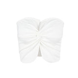Fongt Women's Summer Fashion Short Bow Slim Sleeveled Kink Collar