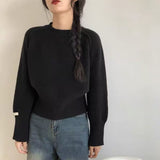 Fongt Color Sweater Women's 2024 New Autumn Winter With Thick High Waist Short Fashion High Texture Knitting Women-Outfit