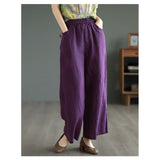 Fongt Retro Cotton-Shed Broad Leg Trousers Women's Large-Size Fashion Pure Spring And Summer New Thin Straight Trousers