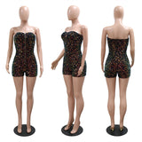Sequins Zipper Tube Strapless Playsuit Women Rompers Sleeveless Night Party Birthday One Piece Jumpsuit Shorts Clubwear-Outfit