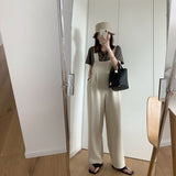 Womens Solid Simple Friends Full-length Side Button Sweet Elegant Loose Cozy All-match Fashion Daily Trousers