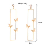 Long Geometric Metal Pop-up Butterfly Earrings-Outfit