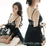 Piece Lace Sexy Pajamas Adult Sex Underwear Perspective Lady Gauze Halter Sleeping Skirt-Outfit