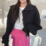 Y2K Double Zip Knit Top-Outfit