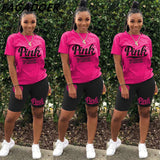 Letter Print Short Sleeves Tshirt Tops + Pants Casual Two Piece Set Summer Women Tracksuits Sport 2pcs Outfits