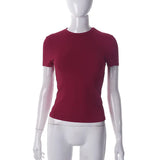 Fongt Women's Spring New Hot Selling Solid Color Round Collar Short Sleeve Basic T-Shirt Top-Outfit