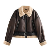Fongt Autumn Short Fur One Lamb Coat Coat + Vest Temperament Elegant