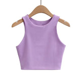 Fongt Yoga Female Training Double Layer Ultra Short Solid Color Vest-Outfit