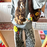 Dog Fuzzy Print Sweatshirt-Outfit