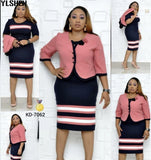 2 Piece Set African Dresses For Women Jacket Tops And Dress 2021 New Arrival Elegant Design Office Lady Suit African