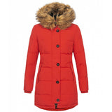Women's Autumn And Winter New Ladies With Hats, Warm And Slim Cotton Clothes, Medium-Long Solid Color Jackets-Outfit