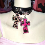 Leopard Cross Choker