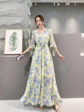 Fongt New Sling Style High-Waisted Dress Temperament Commuter National Style Dress With Inner Lining
