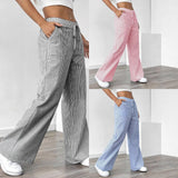 Fongt New Striped Trousers Casual Street Fashion Loose Broad-Legged Women