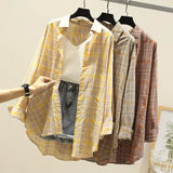 Fongt Sunscreen Plaid Shirt 2024 Spring And Summer New Lady Loose Checker Shirt Student