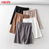 2021 Women Vintage Strethy Solid Legging Shorts Female Retro Casual Shorts Pantalones