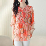 Fongt High-End Chiffon Middle Sleeve Shirt 2023 New Foreign Style Small Shirt To Cover The Belly Large Size Jacket-Outfit