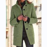 Fongt Autumn And Winter Women's New Ebay Retro Solid Color Button Collar Hair