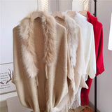 Collar Winter Shawls And Wraps Bohemian Fringe Oversized Womens Winter Ponchos And Capes Batwing Sleeve