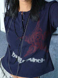 Vintage Print Button Long Sleeve Tee-Outfit