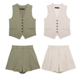 Fongt Women's Summer New Design Feeling Horse Vest Shorts Set