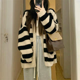 Fongt Bump Color Sweater Soft Waxy Cardigan Female 2024 Spring And Autumn New Korean Version Languid Lazy Wind Temperament Knit Jacket Coat-Outfit