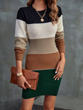 Fongt And Winter Round Collar Long Knitted Shirt Threaded Dressing Dress