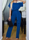 Casual Short Sleeve Solid Color Playsuit Round Neck High Waist Elegant Lace-up Jumpsuit Romper 2020 top Women's
