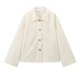 Fongt Women's Clothing Explosion Collar Button Loose Coat